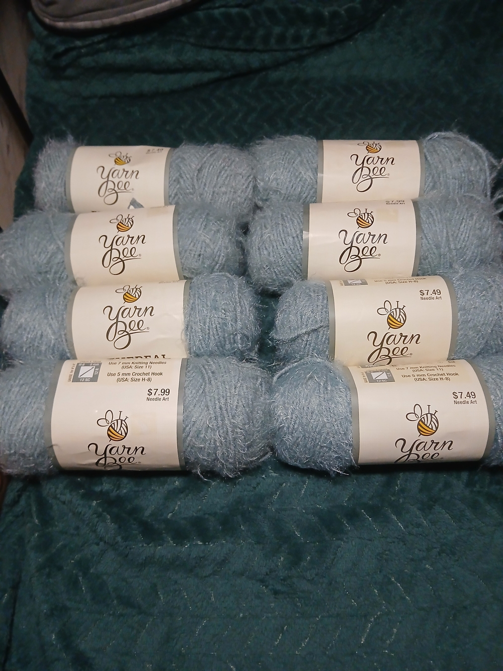 Yarn Bee in Muted Teal - Soft Textured Yarn (LOT OF 8)
